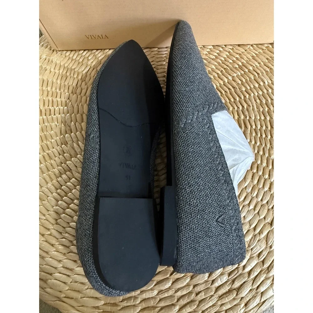 VIVAIA Charcoal Gray Pointed Toe Knit Loafers Comfort Flats EU/41‎ US/9.5